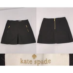 Kate Spade Mini Skirt Girls Size 10 Black Gold Zippers Pencil #J5308